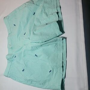 Brooks Brothers "346" green and white seersucker shorts fish bone motif size 42